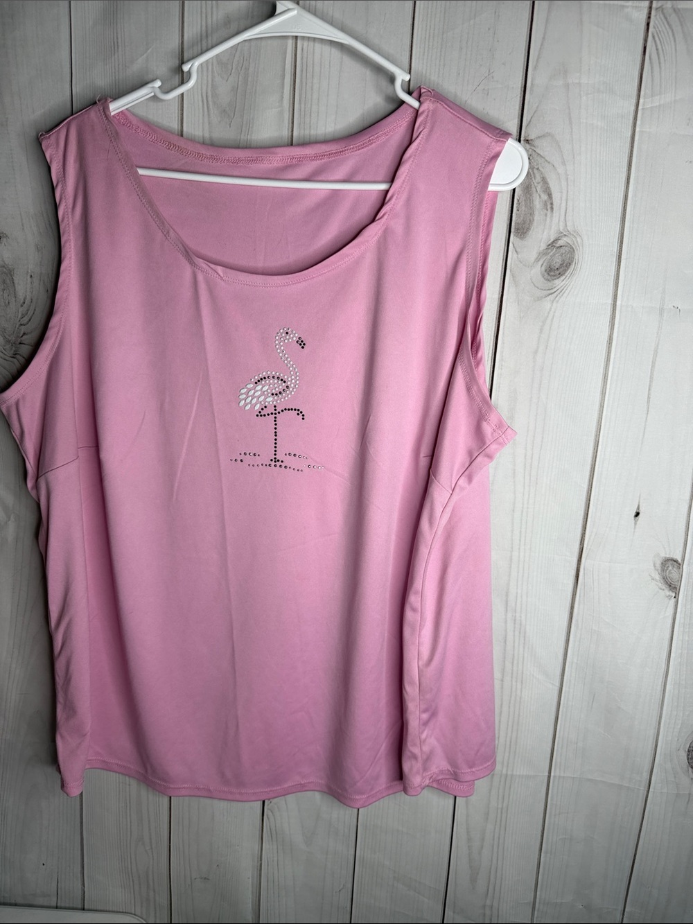 Pink Sleeveless Top with Rhinestone Flamingo sz 1x -1201